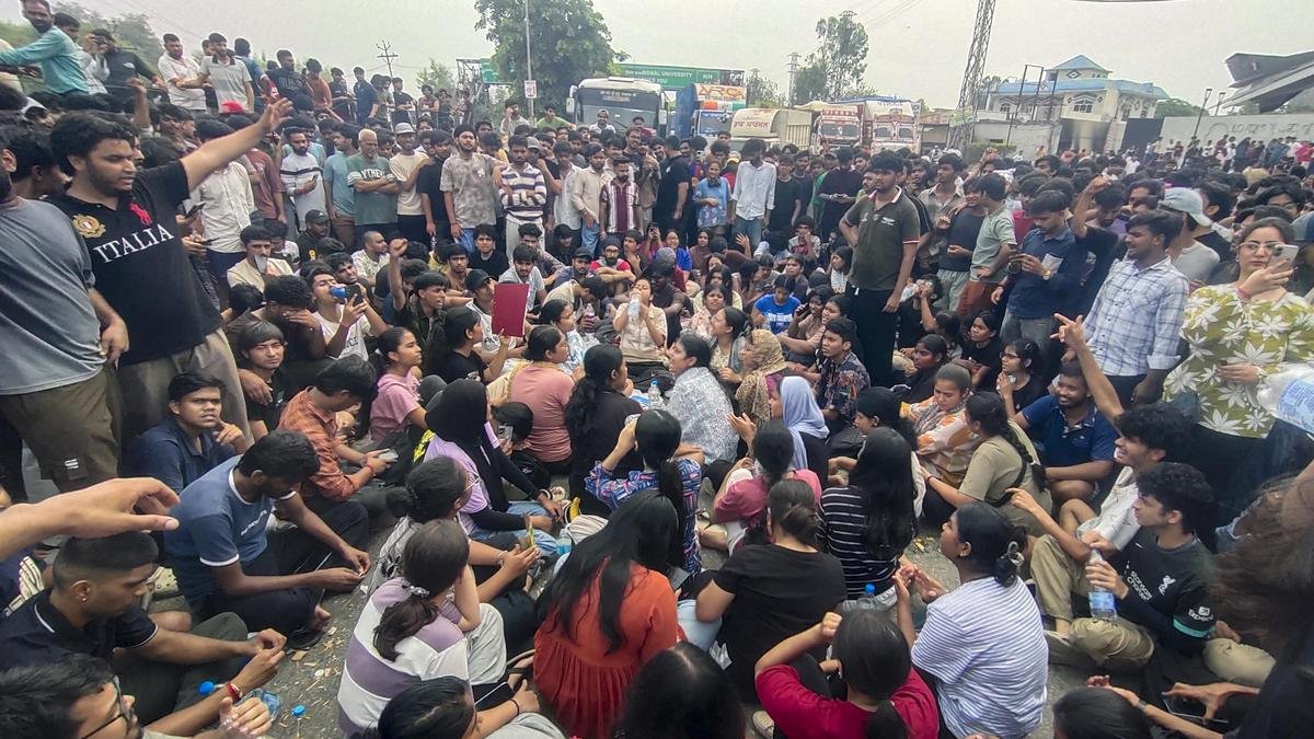 LPU students block NH-44 near Phagwara in protest after alleged rape of female student